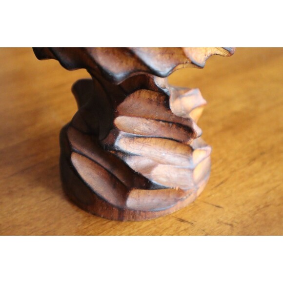 Vtg MCM Brutalist Carved Twisted Chalice Burl Wood Candle Holder Stand Tiki 6" - Picture 6 of 13